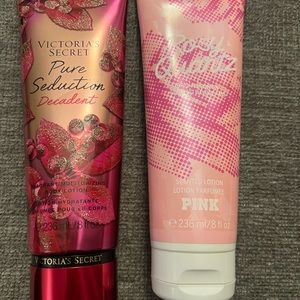 Set of 2 Victoria’s Secret Pure Seduction Decadent fragrance lotion perfume 8.